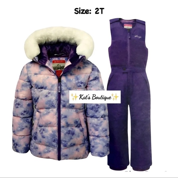 (NWT) SNOZU Kids' 2-PC Snowsuit, Purple & Pink, Size: 2T